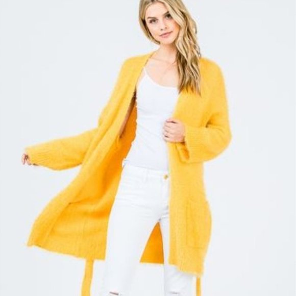 SO SOFT FUZZY CARDIGAN  YELLOW - Picture 3 of 4